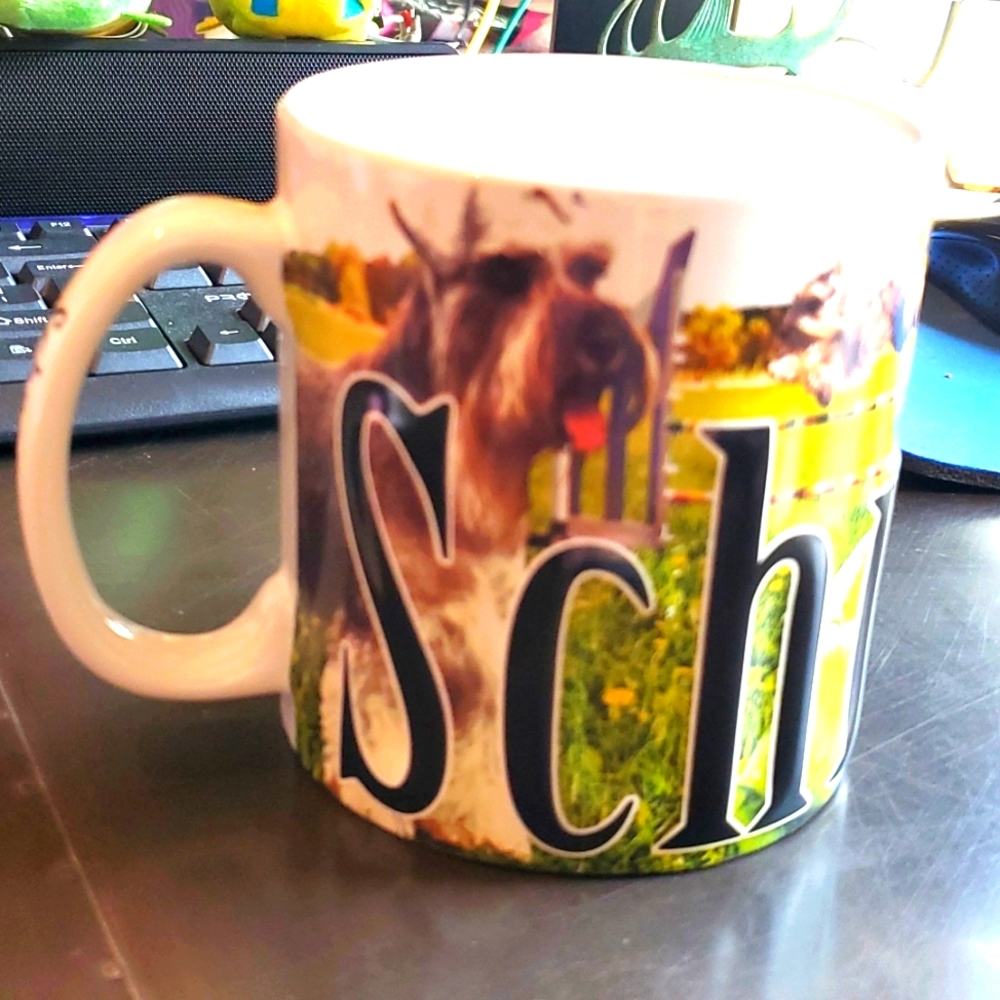NEW Schnauzer coffee mug/ cup. Raised letters - NEW - DOG COFFEE CUP